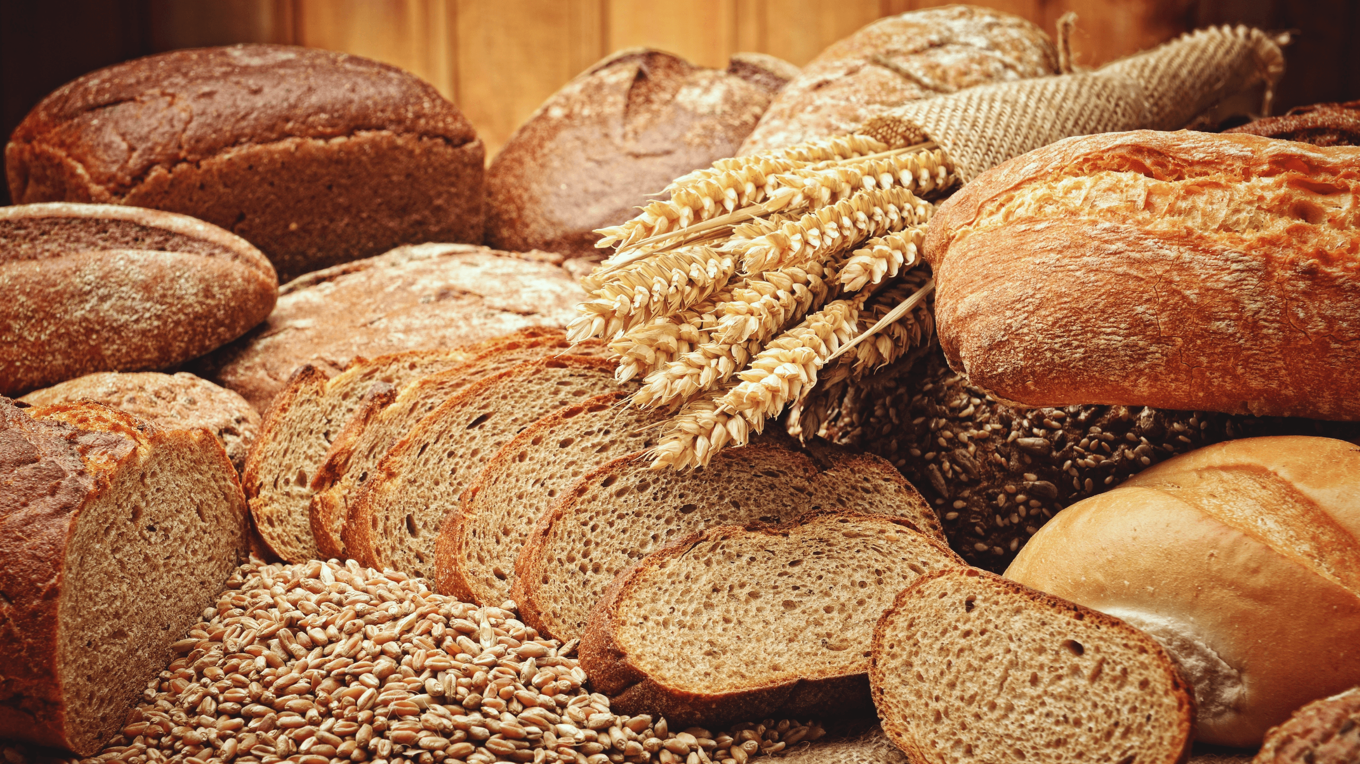 mesa com diversos pães